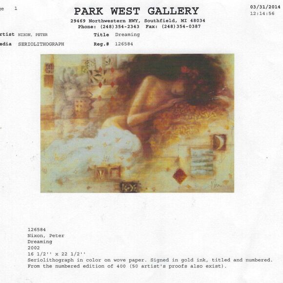 "Dreaming" by Peter Nixon Seriolithograph - Picture 7 of 7
